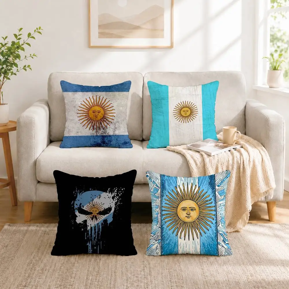 Flag of Argentina Art Pillow Case Square Double-Sided Sofa Cushion Cover Bedroom Bedside Pillow Gift