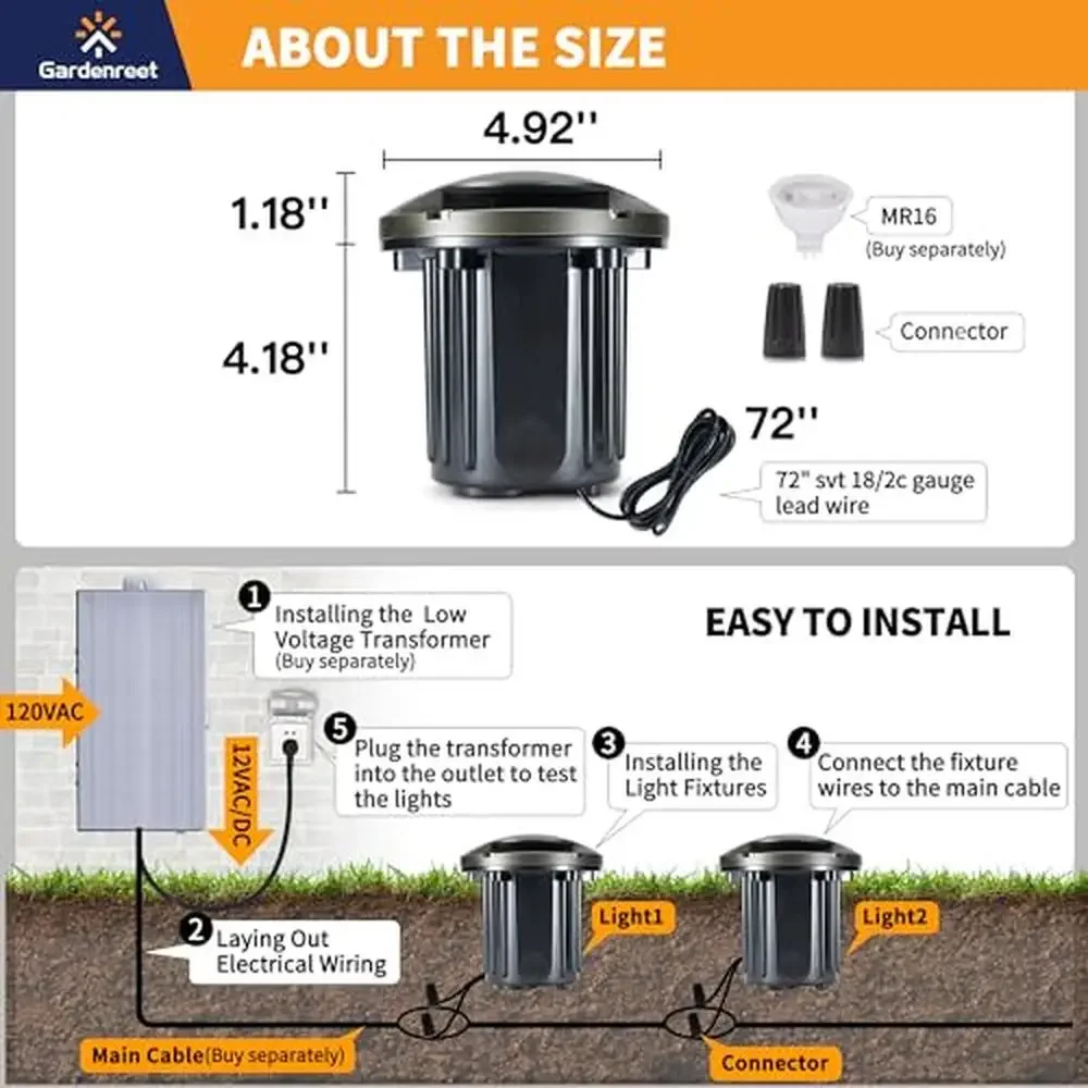 LED Brass In Ground Well Lights 12V Waterproof Path Driveway Landscape Outdoor Fixture Garden Yard Lawn Lighting Safe Energy