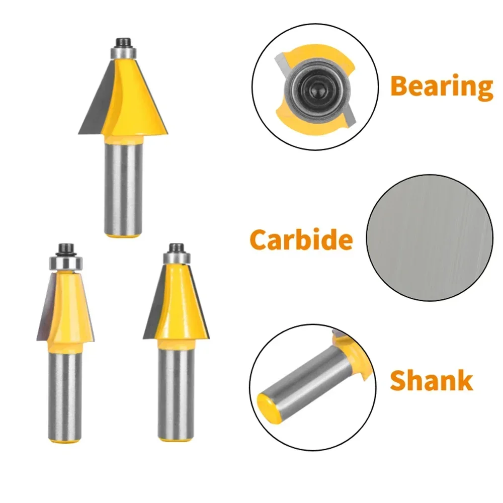 6mm 6.35mm 8mm 12mm 12.7mm Shank 11.25/15/22.5/30/45 Degree Chamfer Bevel Edging Router Bit Woodworking Milling Cutter Face Mill