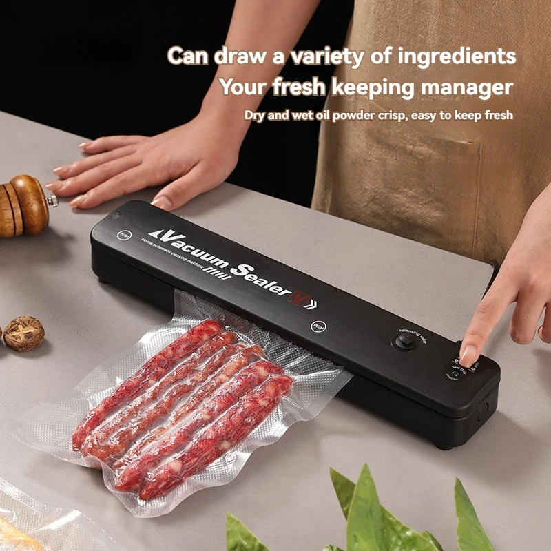 TINTON LIFE 220V/110V Vacuum Sealer Packaging Machine with Free 10pcs Vacuum Bags Household Black Food Vacuum Sealer