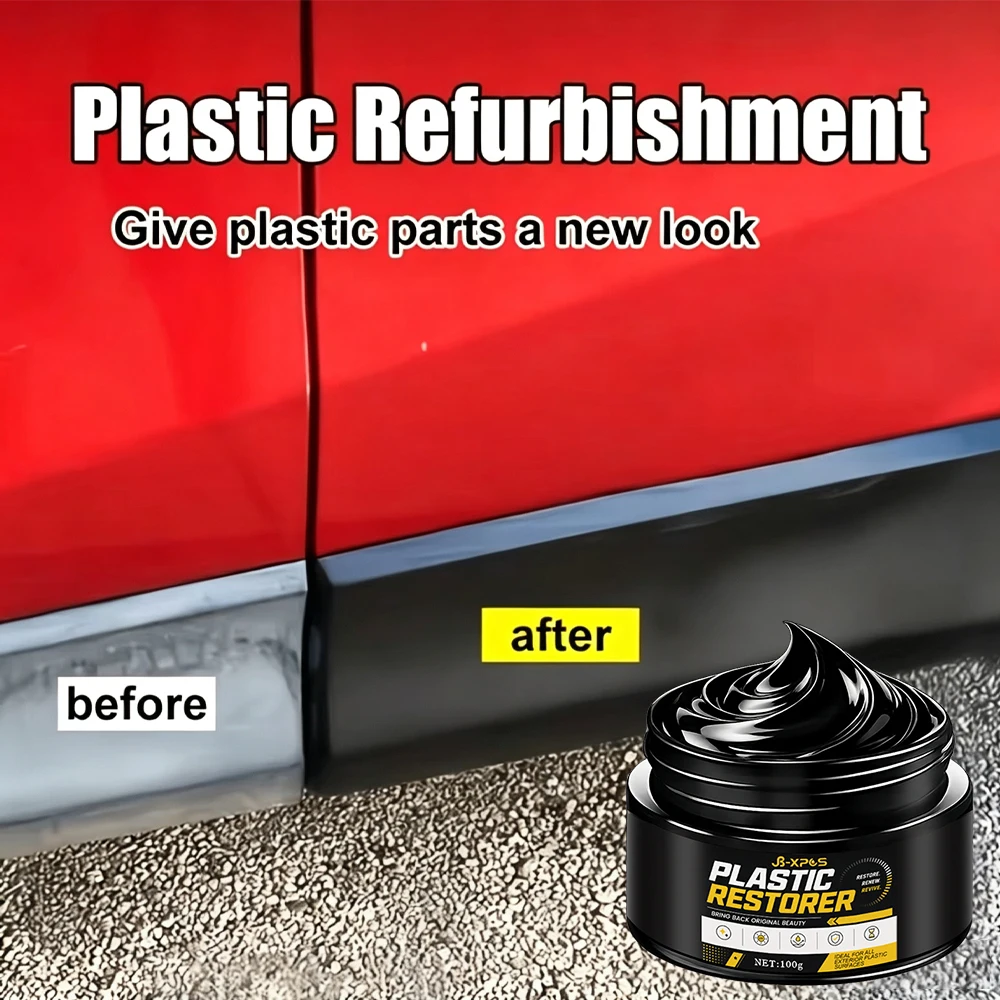 Car Trim Restorer Cream Faded Plastic Leather Black Dye UV Block Weatherproof Hydrophobic Coating Anti-Aging Long-Lasting YT2028