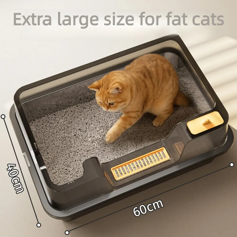 Stainless Steel Cat Litter Box Large Capacity Cat Sandbox Open Top Durable Anti‑Spill Rust‑Proof Indoor Cats Toilet Easy Clean
