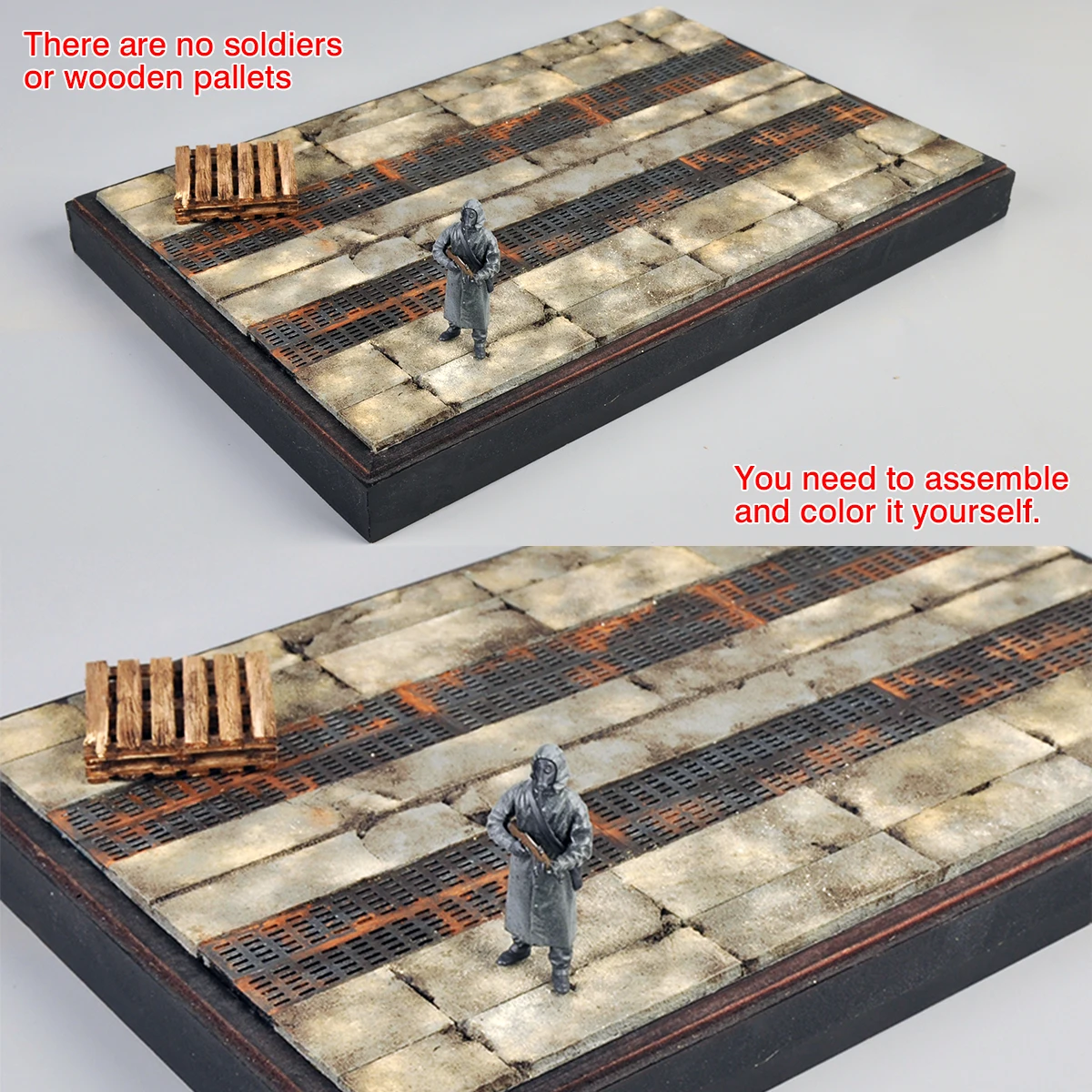 Architektonisches Gebäudemodell-Diorama, Maßstabsmodellbausatz, Holz-Display-Basis, Panzerfahrzeuge, gepanzerte Autos, Ausstellungsständer 1/35 – Detail 3
