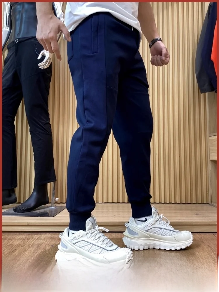 

Высококачественные зимние повседневные спортивные штаны, мужские мешковатые брюки с эластичной резинкой на талии для отдыха, двойное тепло, ветрозащитные, с 3D пошивкой