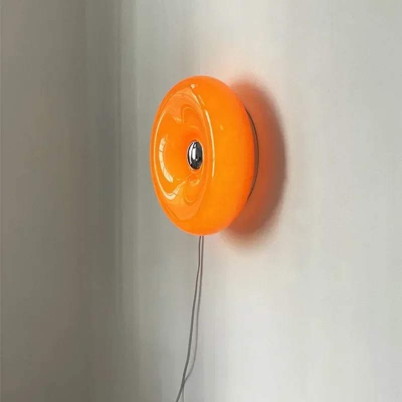 Imagem -02 - Led Donut Lâmpada de Parede de Vidro Luz Laranja com Plugue para Sala de Estar Varanda Sala de Estudo Penetração Interior Dimmable Ambiente Lâmpada Led