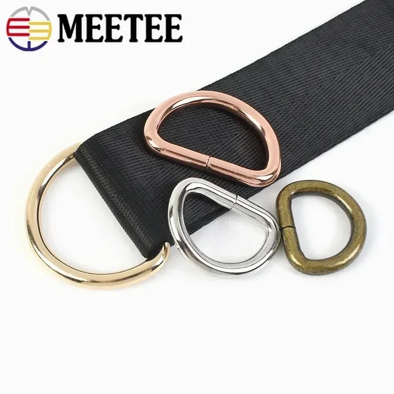 50pcs Meetee 12-50mm D Rings Metal Buckles for Webbing Bag Strap Adjuster Buckle Dog Collar Clasp DIY Hardware Accessories