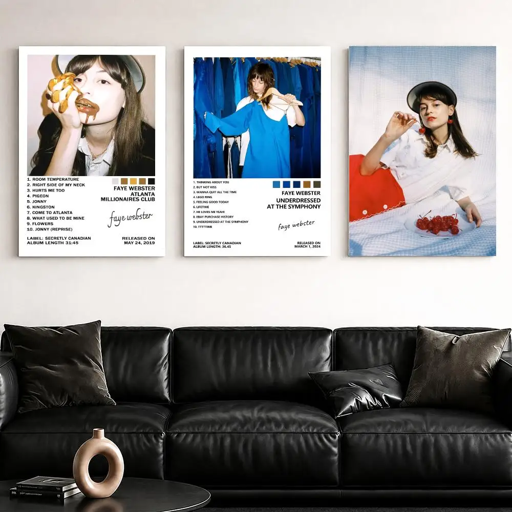 Singer Album F-Faye W-Webster Framed Wall Painting Ready to Hang Canvas Poster for Bedroom Living Room Hallway Home Decor Gift
