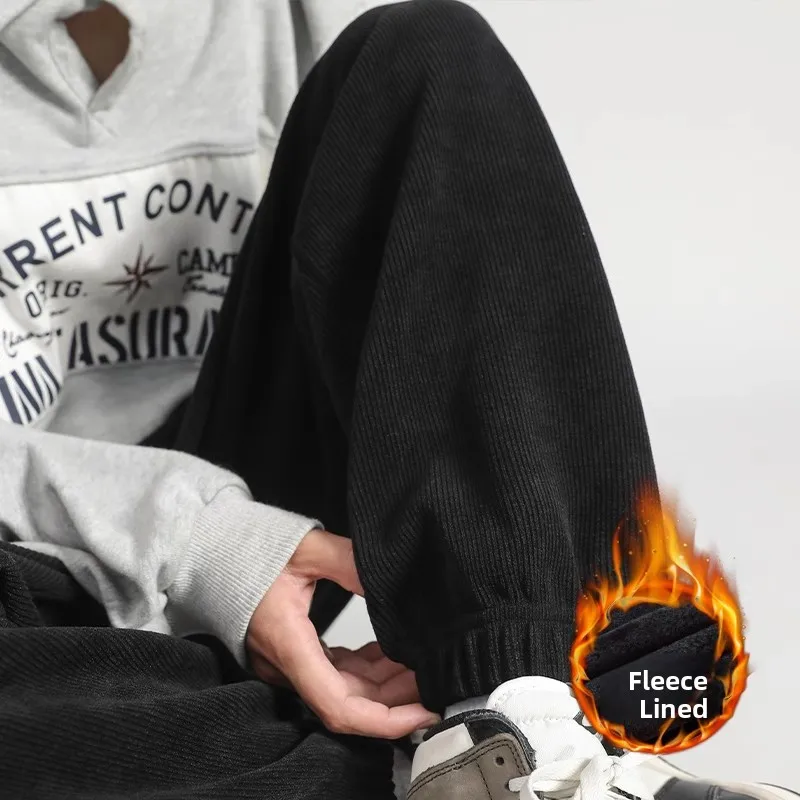 

plus Size 300 Pou American Sle Trousers Thiened Fce Harlan Men's Sports Pants Autumn Winter Warm Casual Trousers