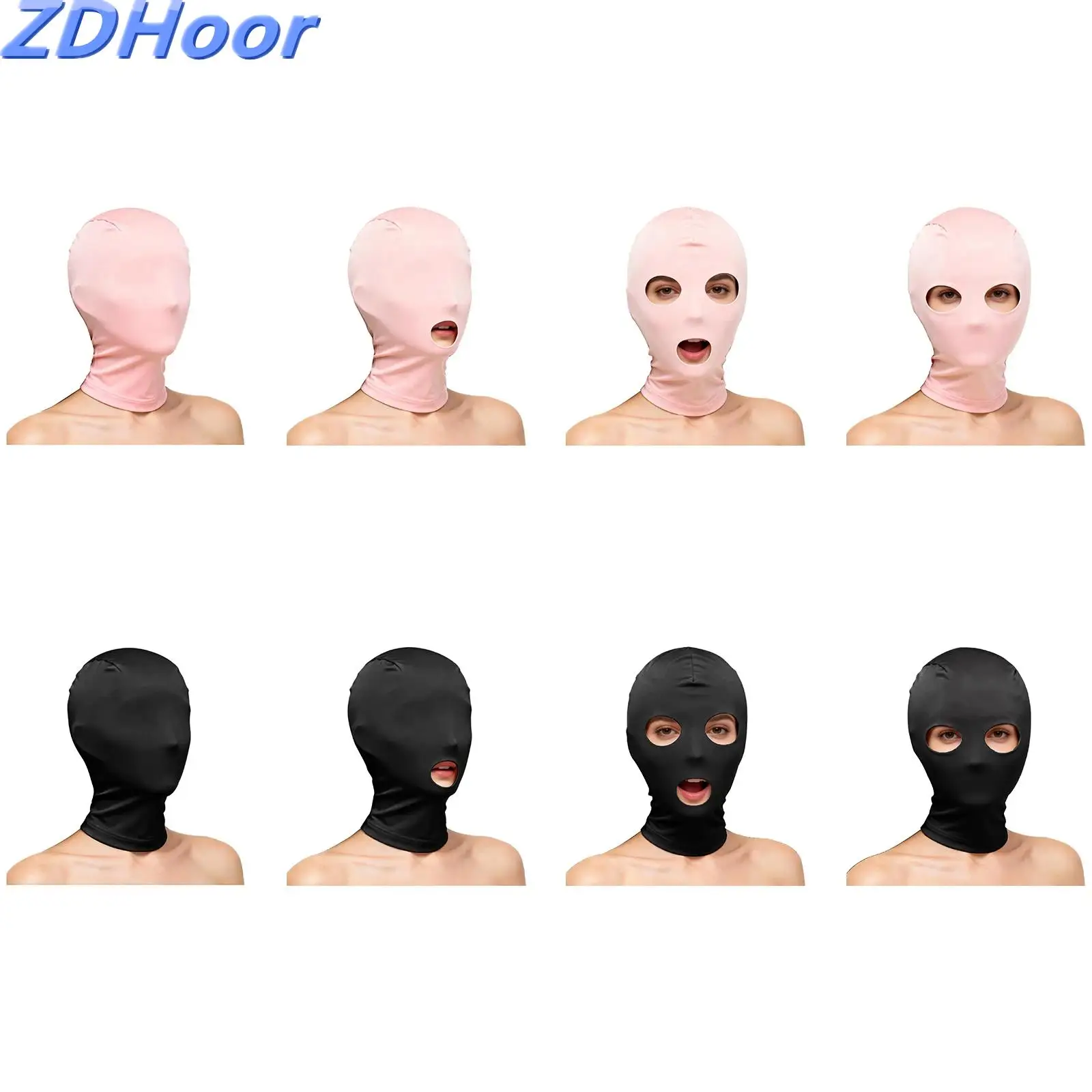 Full Cover Nylon Hood Mask Elastic Breathable Stretchy Costume Hood Mask for Couple Bed Game Supplies