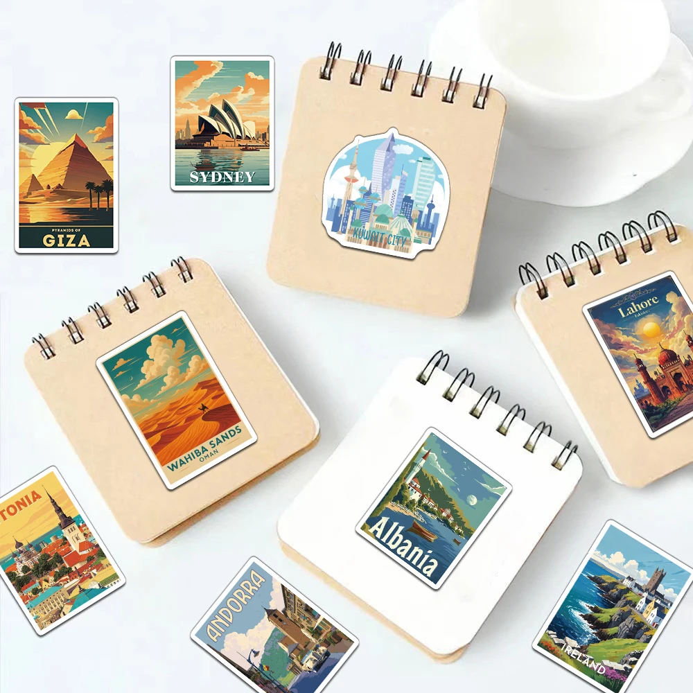50/100PCS Creative World Landmark ส่วนบุคคลสติกเกอร์เคสโทรศัพท์ตกแต่ง DIY โน้ตบุ๊คถ้วยน้ําสติกเกอร์