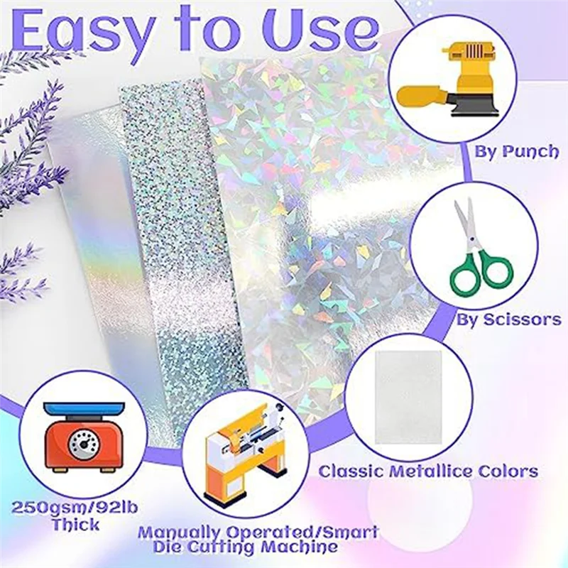 ABYS-30 قطعة بطاقات ثلاثية الأبعاد معدنية لامعة فلورسنت A4 بطاقات سميكة لصنع البطاقات سكرابوكينغ