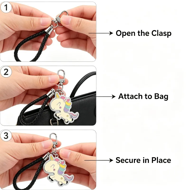 Cute Pony Unicorn Keychain Charm, Creative Metal Small Pendant for Ladies