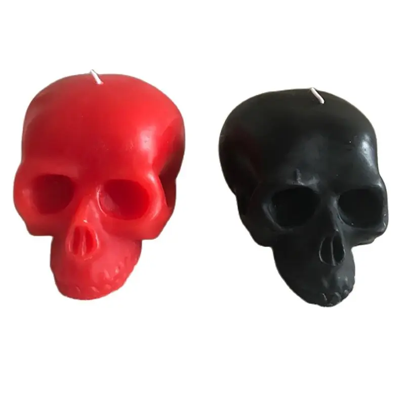 Large Skull Shaped Candle, White, Black, Red, Skull Figure Image Candle, Decorative Themed Candles for Halloween Party, Horror