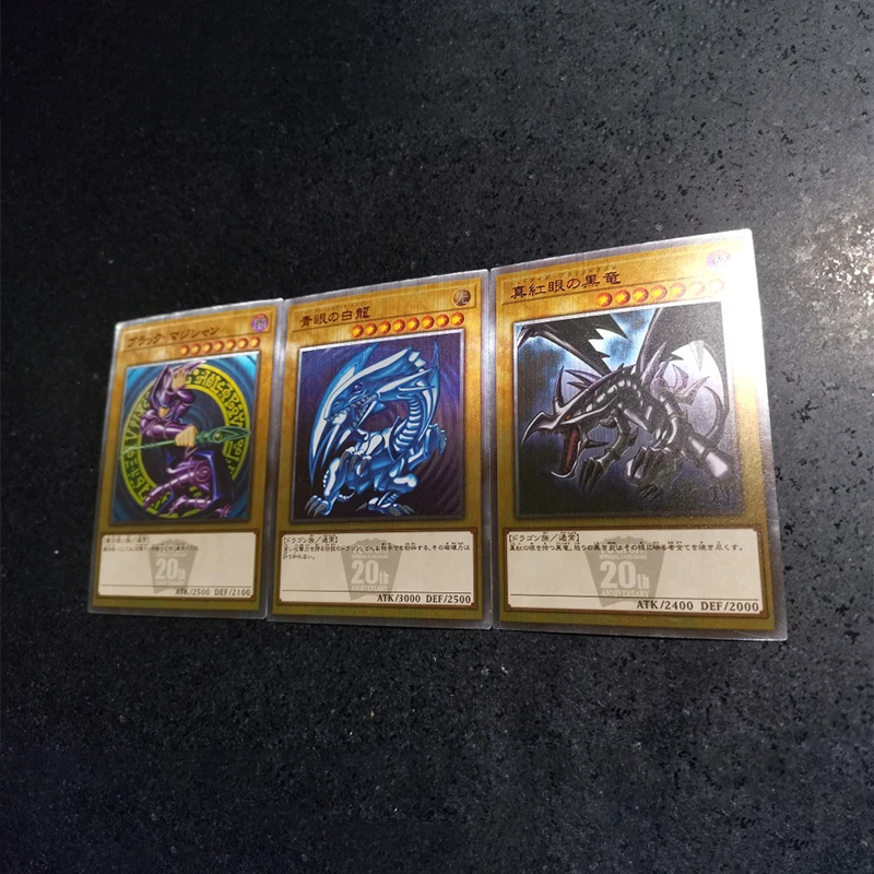 3Pcs/set Anime Yu-Gi-Oh! Diy Self-Control Ocg Blue-Eyes White Dragon Red-Eyes Black Dragon Dark Magician Game Collection Cards