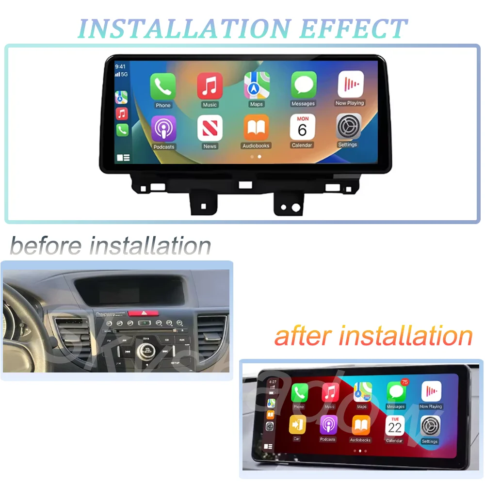 CarPlay Android 14.0 Car Radio GPS Navigation 4G WiFi Bluetooth DSP RDS Stereo Multimedia Player For Honda CRV CR-V 2012-2016