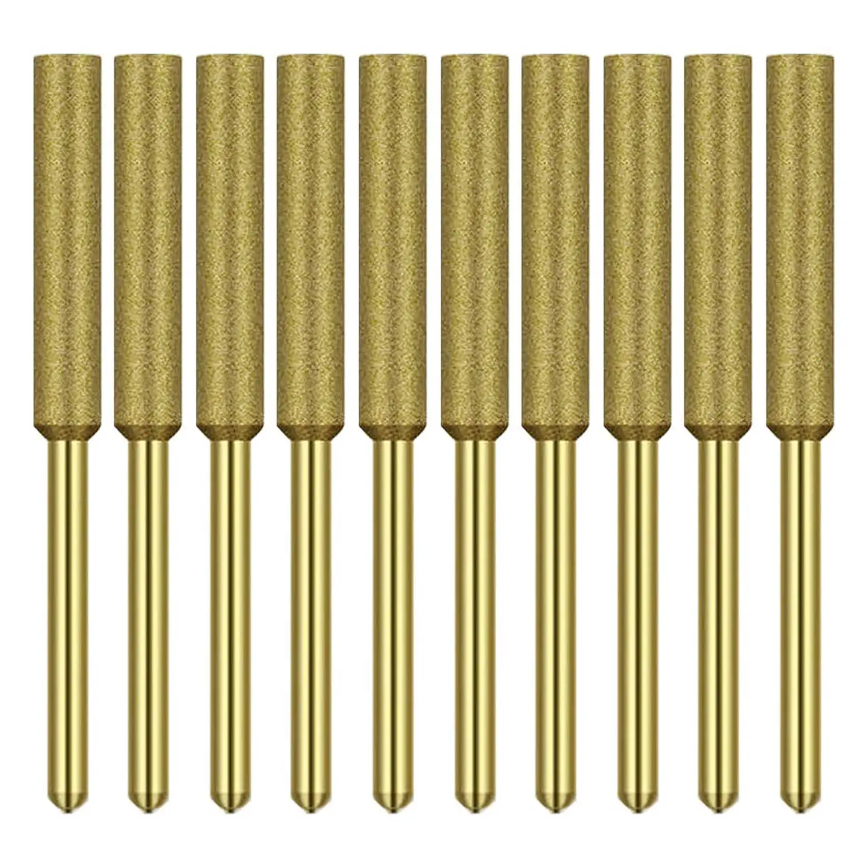 10 Stuks Elektrische Kettingzaag Slijper Steen Burr Slijpen Steen Vijl, Titanium Geplateerde Diamant Slijpwielen (4.0Mm)