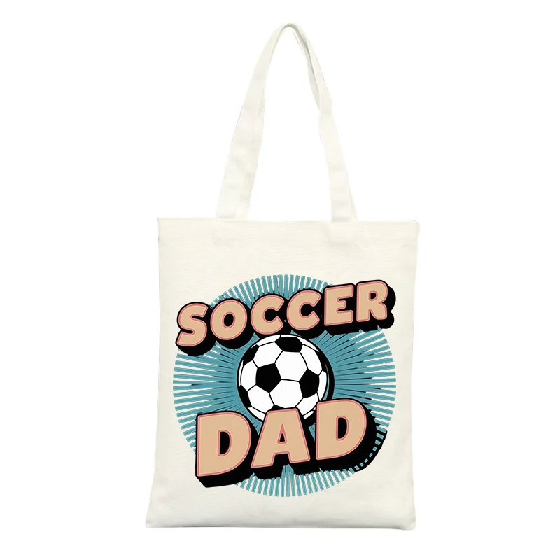 Dad's Soccer Ball Graphic Canvas Tote Bag, Retro Style for Casual Outings and Sports Events