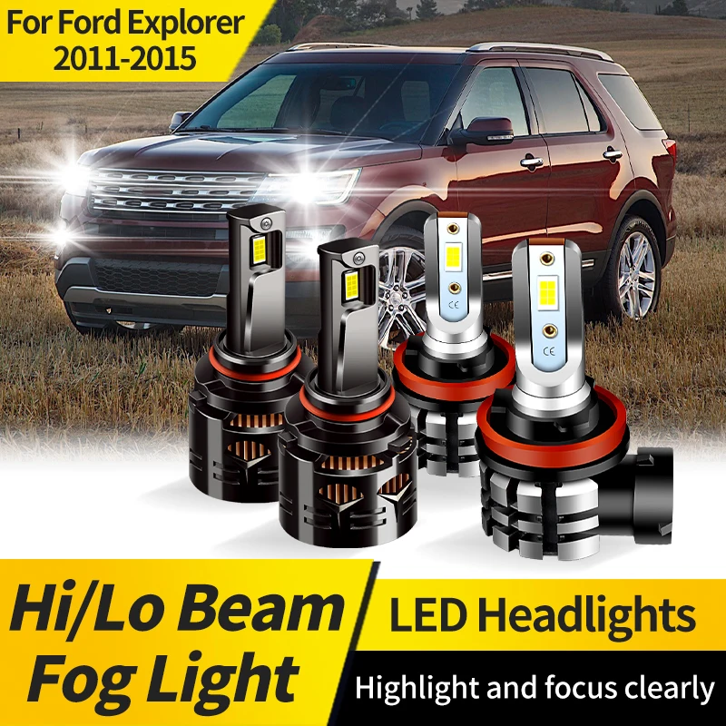 

2PCS Led Headlight Lamps 9005 HB3 Hi/Lo Beam H11 6000K White Auto Fog Light 12V 9006 HB4 LED Bulb For Ford Explorer 2011-2015