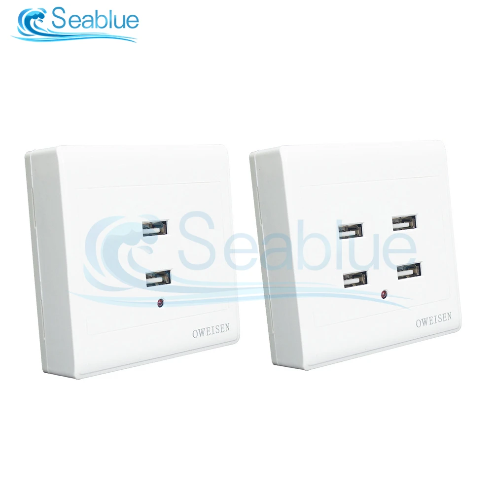 2/4 Ports USB Electrical Socket Wall Mounting Charger Station Power Adapter Plug Outlet 36V 220V to 5V for Home Office Use