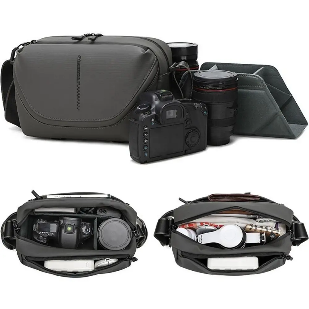 Adjustable Strap Crossbody Camera Bag Water-Resistant Multiple Layers Shoulder Camera Storage Bag Shockproof Large Capacity
