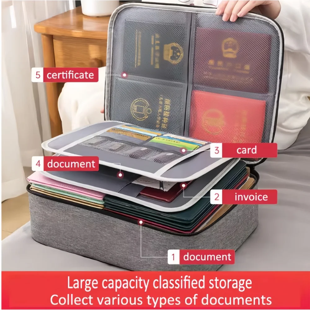 Valigetta di grande capacità Borsa per documenti Custodia per organizer per file di certificati Valigetta per passaporto da viaggio per la casa con serratura