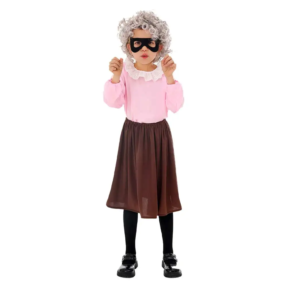 Kinderen Gangsta Oma Cosplay Kostuum Kind Kids Oma Stage Performance Shirt Rok Pak Halloween Carnaval Party Kleding