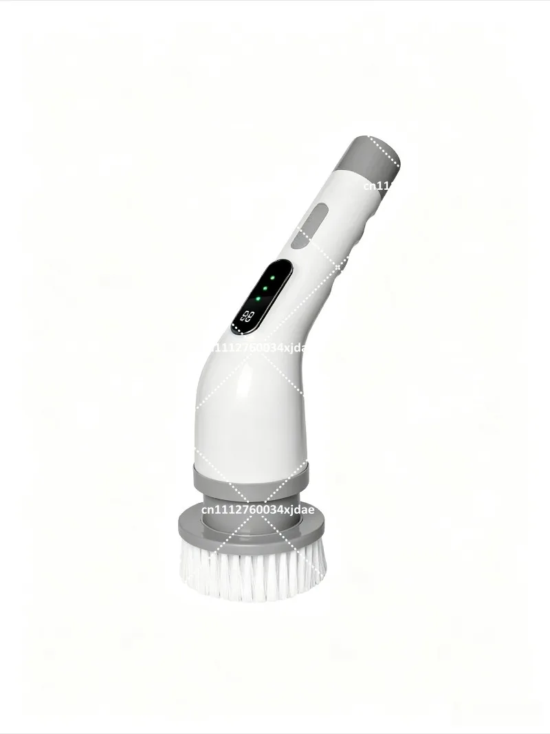 Electric Cleaning Brush with 9 Replaceable Heads, Wireless Charging Telescopic Handle for Kitchen Bathroom Floor Scrubbing