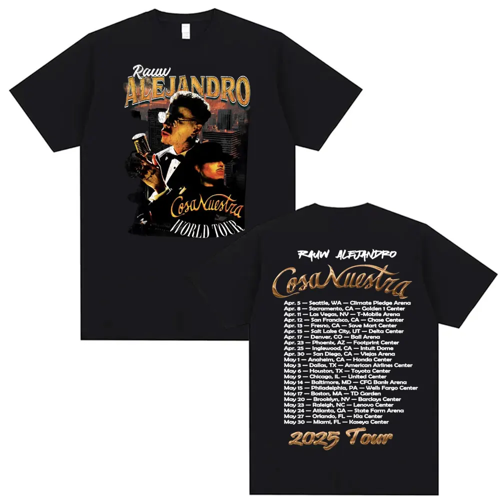 

New men's T-shirt singer Rauw Alejandro cosa nuestra tour pattern print Harajuku round neck pullover styleY2Kshort sleeve unisex