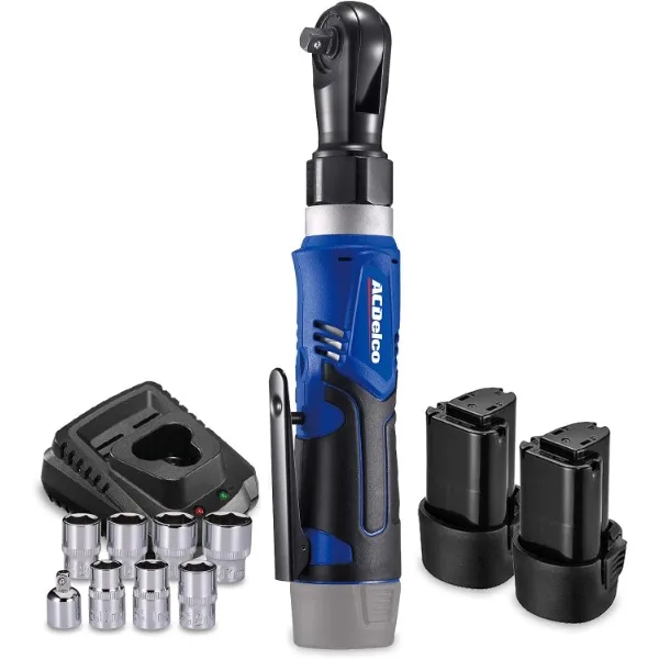 

ACDelco ARW1209-P2 G12 Series 12V Li-ion Cordless 3/8” 45 ft-lbs. Ratchet Wrench Tool Kit with 2 Batteries