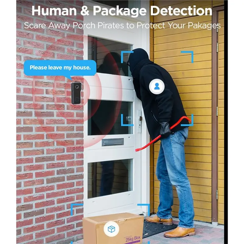 AA77 Wireless,Video Doorbell Camera With Chime, 2-Way Audio, Instant Alert, Human Detection, Night Vision, 2.4G Wi-Fi