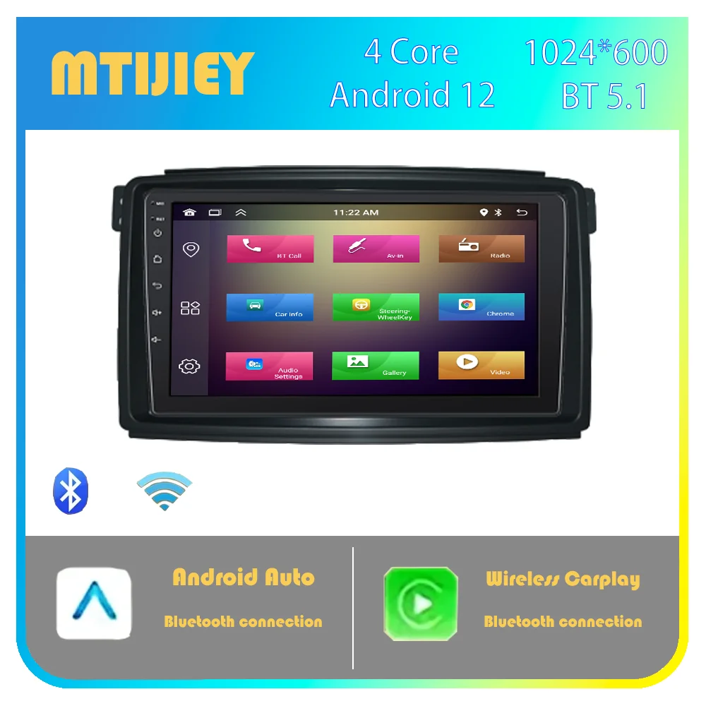 Bluetooth Car Radio For Benz Smart 2005-2010 With Android Auto Wireless Carplay Mirror Link Stereo Touch Screen