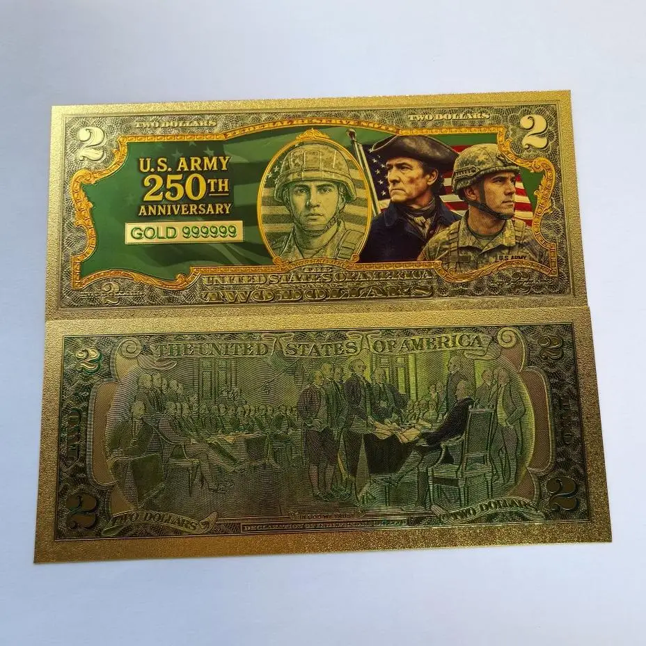 1/10 قطعة ذهبية 2025 دولار أمريكي مطلي بالذهب الأوراق النقدية الذهب 999999 الأوراق النقدية التذكارية ديكور المنزل هدية