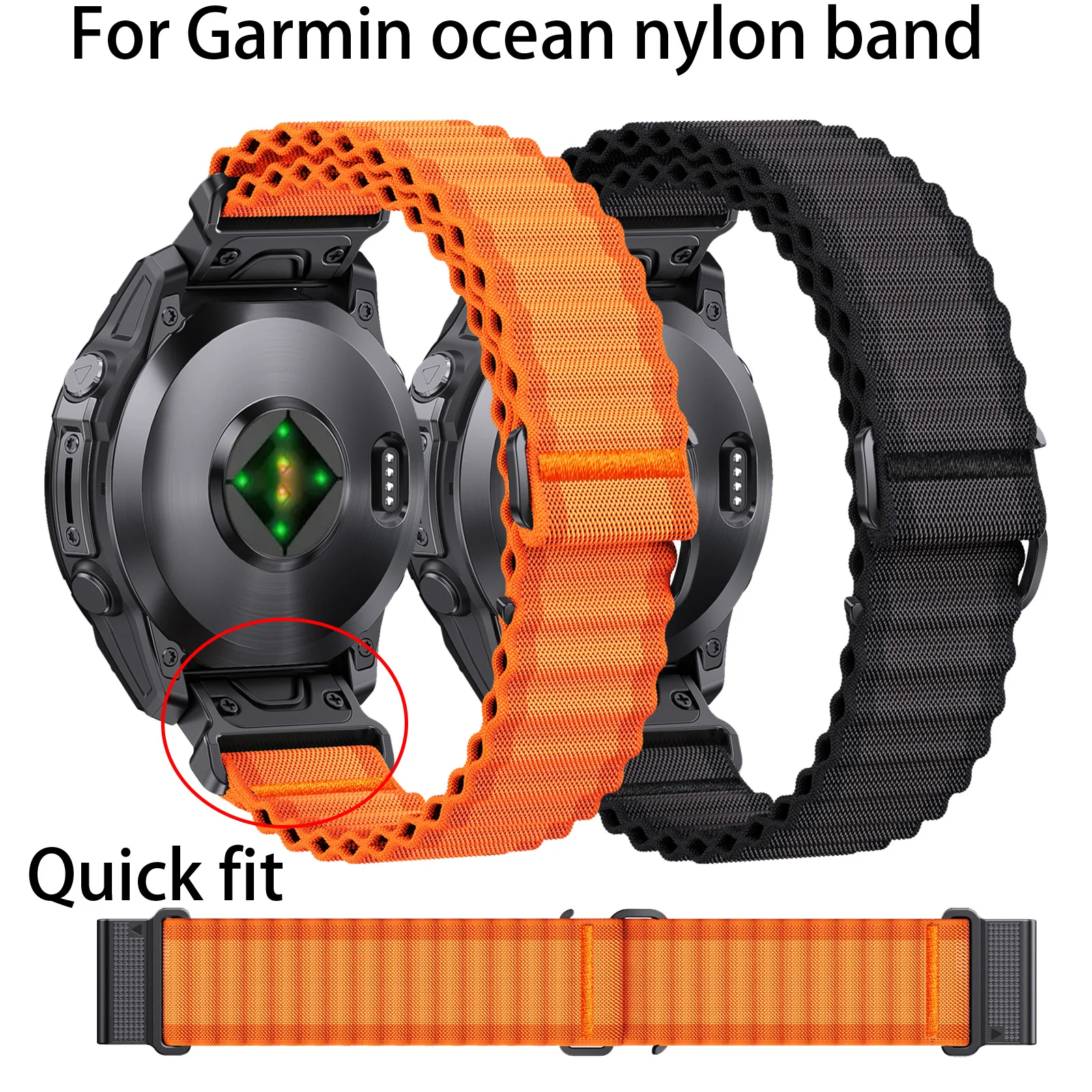 QuickFit 26mm 22mm Two Tone Nylon Strap For Garmin Fenix E 8 7X 7 6 6X/Epix Pro Gen 2 51mm 47mm/Tactix Watch Band Accessories