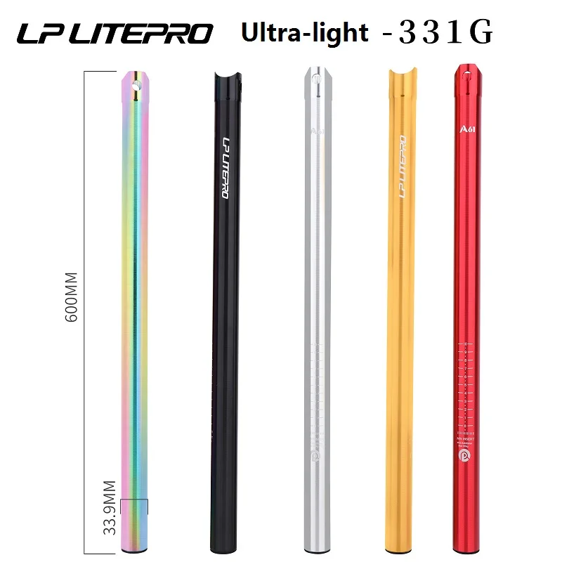 Litepro seatpost Ultralight Aluminum Alloy seat tube 33.9 * 600mm Folding  bike CNC plum tube seatpost bicycle parts