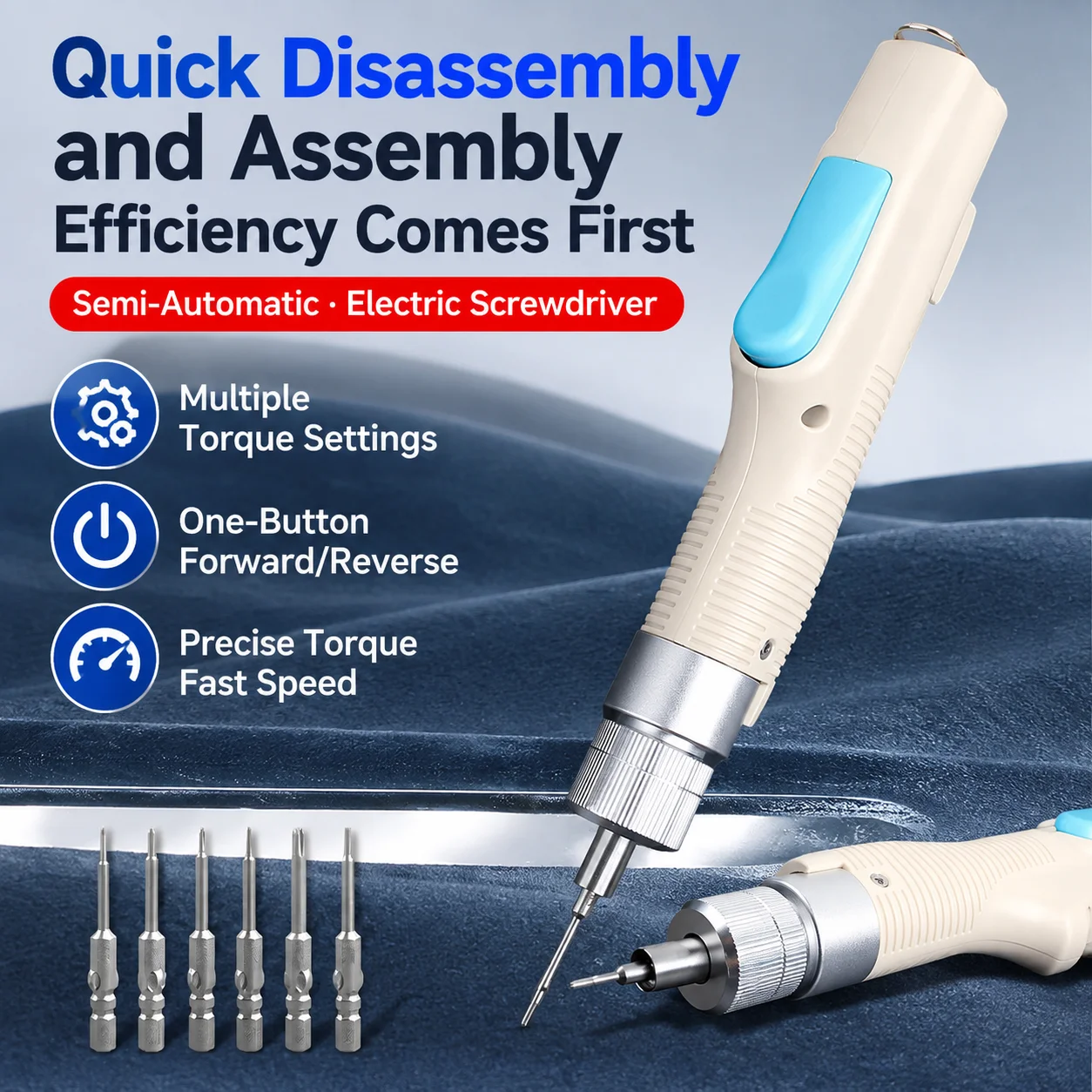 RX2300 Precision Electric Screwdriver Adjustable Torque One Hand Operation Magnetic Chuck Auto Stop For Electronics Repair