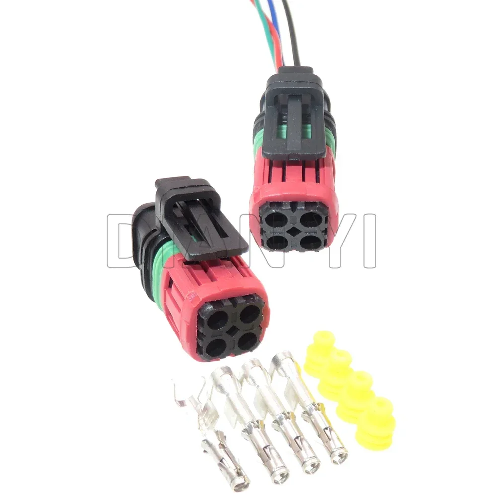 1 Set 4 Way Car Oxygen Sensor Plastic Housing Connectors 1337352-1 AC Assembly Auto Fuel Injector Wiring Waterproof Socket