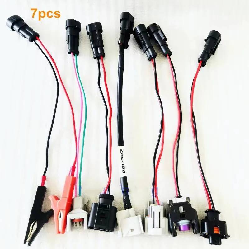 7pcs Common Rail Injector Tester Cables for Bosch Denso Delphi Siemens Diesel Nozzle Adapter Plug