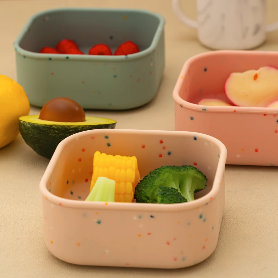 1PCS Silicone Feeding Bowl With Lid Kids Dishes Plate BPA Free Reusable Silicone Lunch Box Microwaveable Lunch Box Baby Stuff