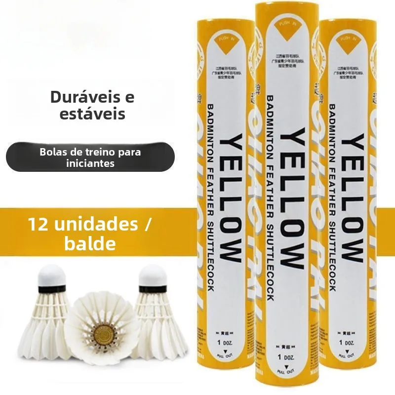 volant-de-badminton-professionnel-jchao-pai-c-jaune-super-durable-tete-en-bois-plumes-d'oie-haute-vitesse-pour-la-competition