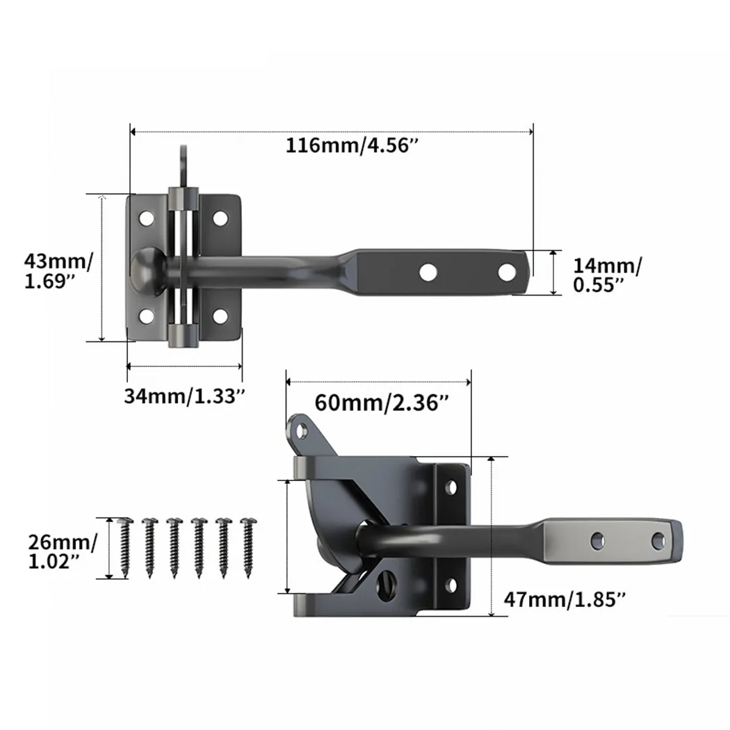 Carbon Steel Fence Door Latch Buckle Domestic Easy To Operate Security Spring Zipper Black Latest Nice Element