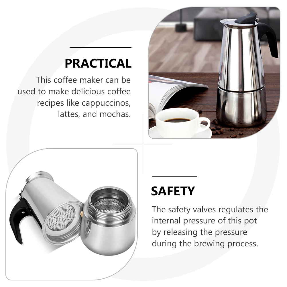 

Stainless Steel Pot Kitchen Accessories Stovetop Maker Home Brewer Mocha Pot Utensils Household Coffee Maker Handle