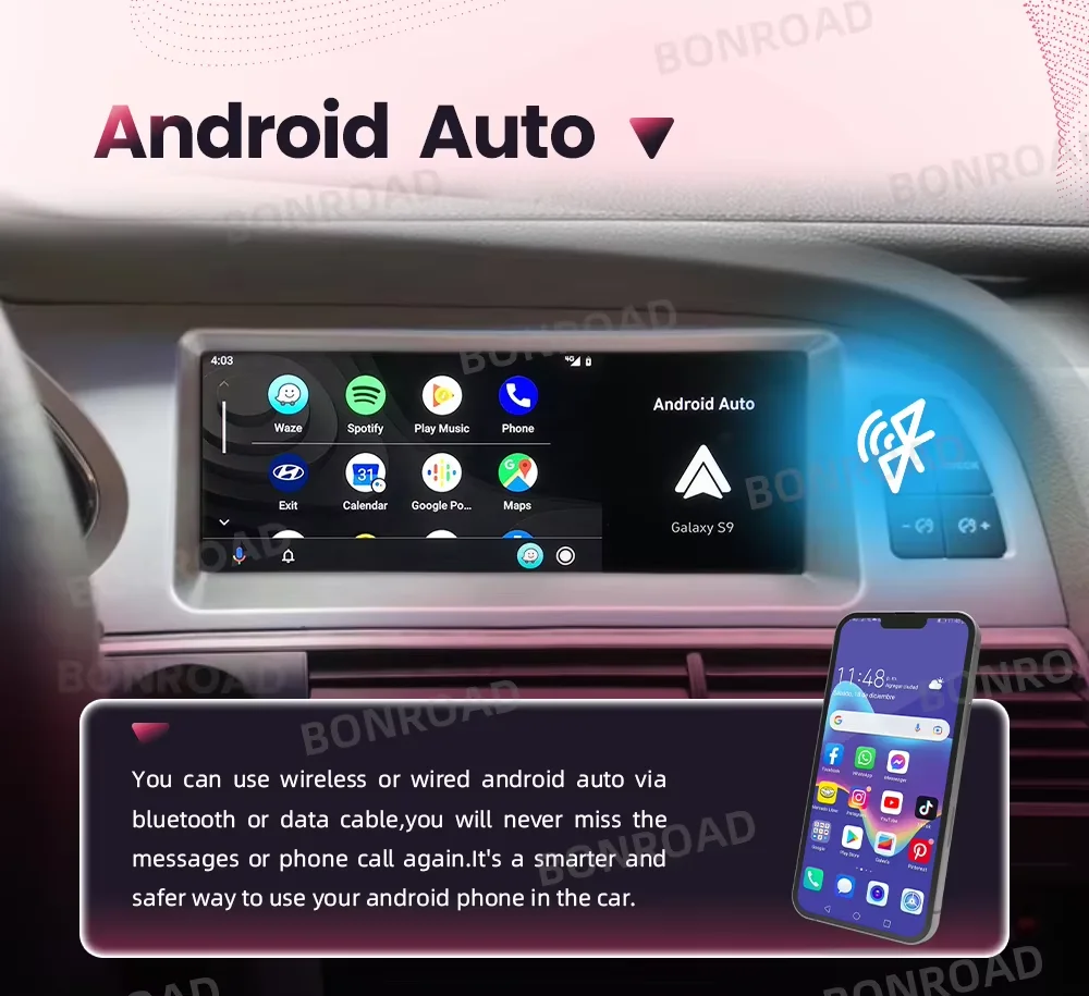 BONROAD Linux Touch Screen Wireless Carplay Car Radio Android Auto For Audi Q7 4L 2005-2015 GPS Navigation Multimedia Player