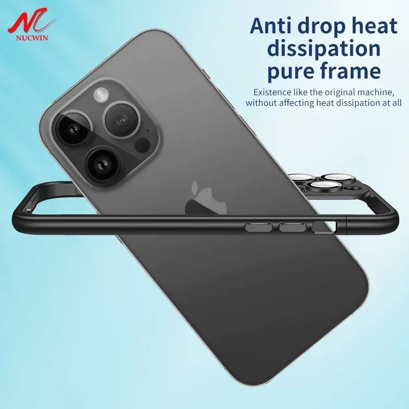 Ultra Thin PC Frame Light Bumper Case For iPhone 12 13 14 Plus 15 Pro Max 14Pro Max Glass Camera Protector Edge Protect Cover