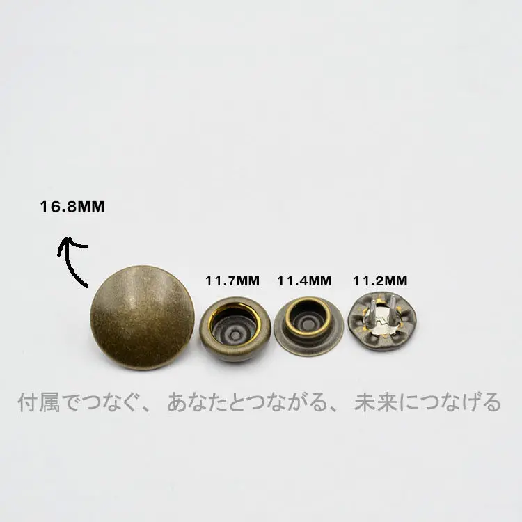 20 Stück Doppelstift-Vier-in-Eins-Schnalle, japanische YKK Bronze Laurel One-Star Version, Retro-Schnappverschluss für Jacken – Detail 4