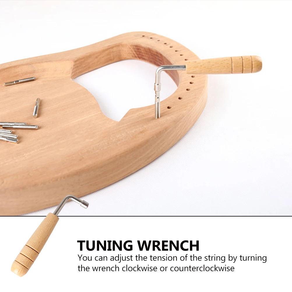 

2pcs Professional Lyre Harp Tuning Durable Rust-Proof Music Instrument Accessory -Resistant Wooden Handle For String