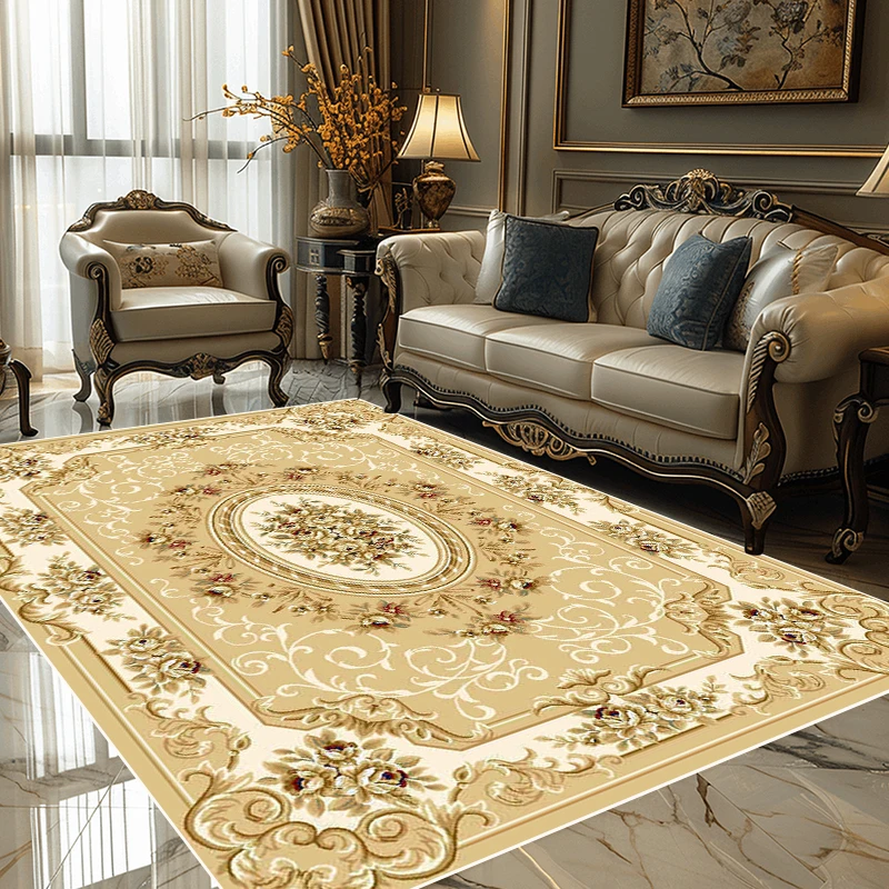 European Style Luxury Rug for Living Room Classic Home Decoration Large Carpet Non-Slip Bedroom Study Mats Washable Lounge Rug