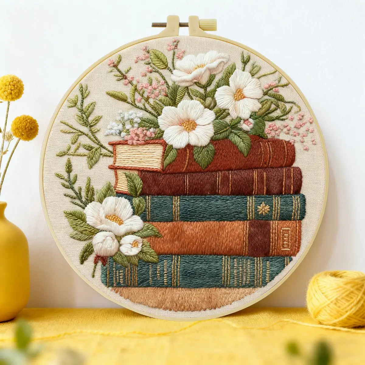 1 Stück 20X20CM/15X15CM 7,87/6,3 Zoll Buch-Stickerei-Starter-Kit DIY-Kit DIY-Stickerei-Set für Anfänger – Detail 1