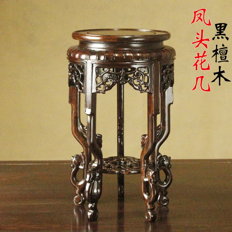 mahogany round base, solid wood vase, bonsai wooden bracket, seat ornament, Buddha statue flower pot, strange stone height incre
