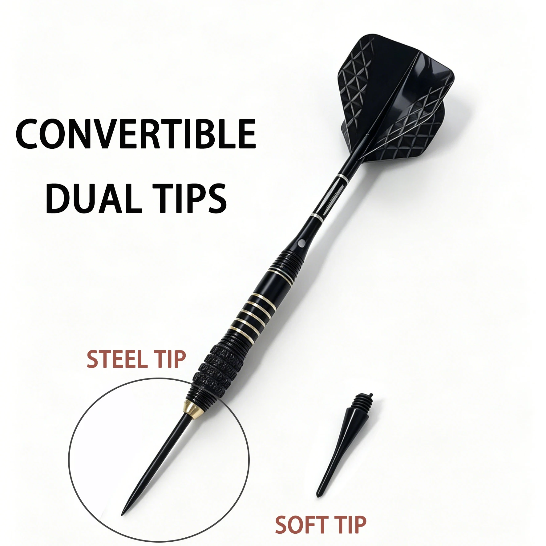 TRALOW Professional Dual-Tip Darts Set with Switchable Steel&Soft Tips,High Precision Grip for Indoor Games,Bars,Parties, Family