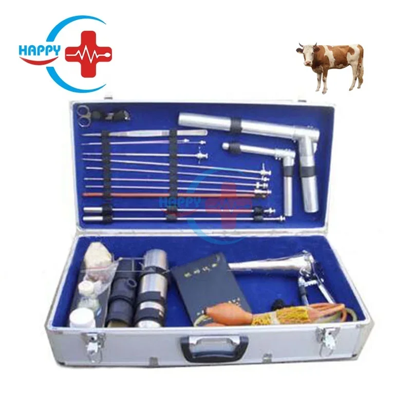 HC-R085 veterinary big animal sheep complete in series artificial Insemination gun instrument kit box for cow cattle